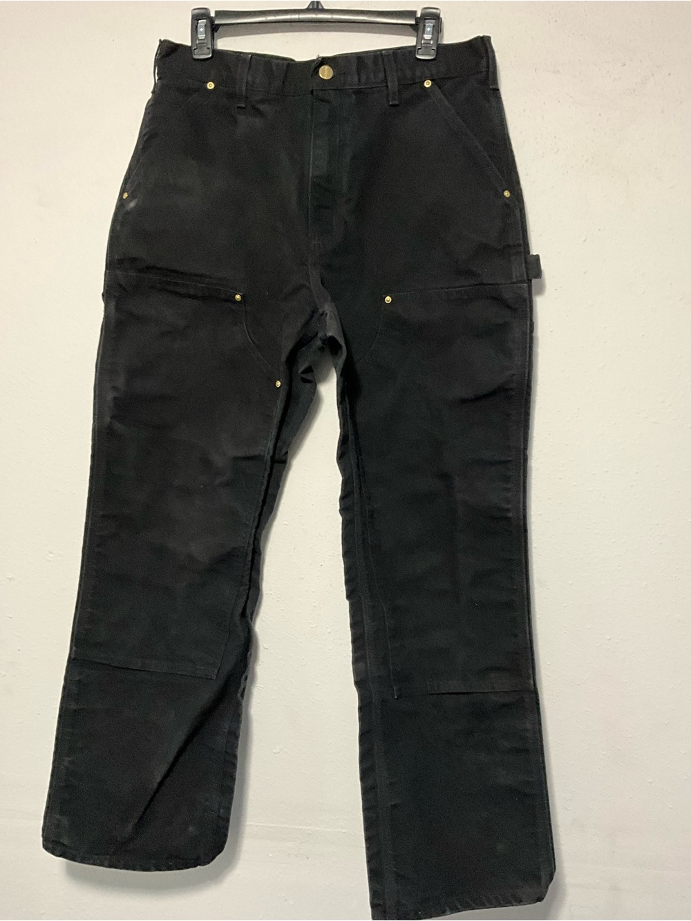 Carhartt B01 BLK Double Knee Work Pants USA Made Black Duck Canvas 33x30